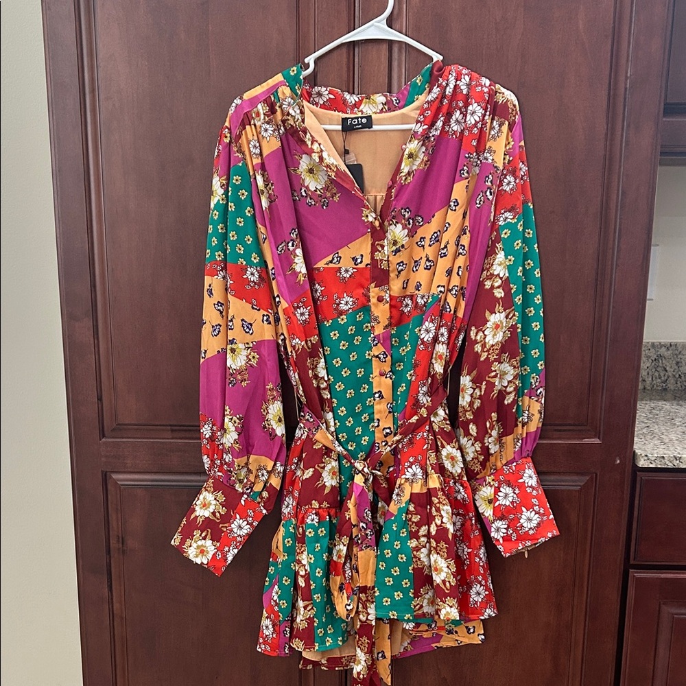 Fate Multicolor Patchwork Dress NWT - image 1